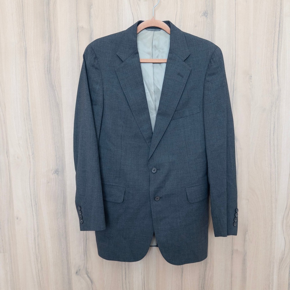 Vintage Chaps Ralph Lauren Mens Wool Blazer 42R Gray Two Button Union Tag